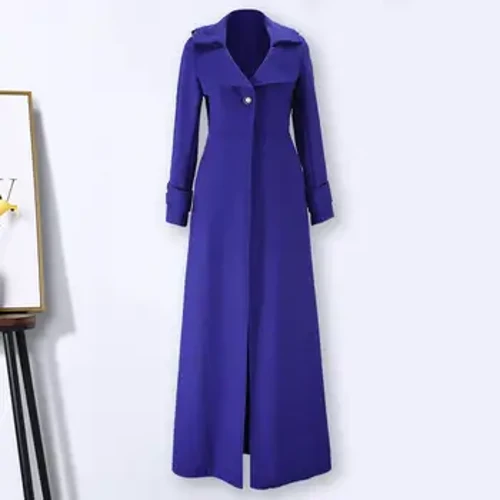 Women Coat Single Breasted Solid Color Lady Overcoat Turndown Collar Slim Fit Long Woolen Coat Pambabae Streetwear