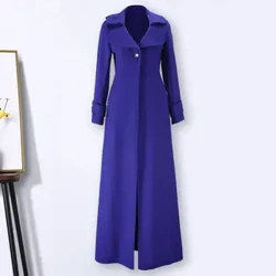 Emakumezkoen berokia bular bakarreko kolore lisoko andreen berokia lepo birrindua Slim Fit artilezko beroki luzea Emakumezkoen kaleko arropa