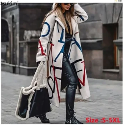 ʻO 2024 Spring Autumn ʻAʻahu Wahine e kūlike ana i ka Plaid Long Sleeve Lapel Coat i paʻi ʻia i nā lole huluhulu i paʻi ʻia i nā lole wahine.