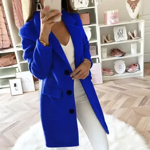 Jaket Campuran Wol Kasual Wanita Jaket Wol Wanita Plus Ukuran Lengan Panjang Musim Dingin Wanita Mantel Wol Panjang Manteau Femme Hivers