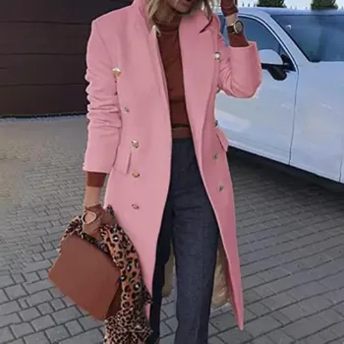 Élégant pardessus décontracté femme confortable à porter mode couleur unie coupe ajustée pardessus décontracté manteau en laine décontracté