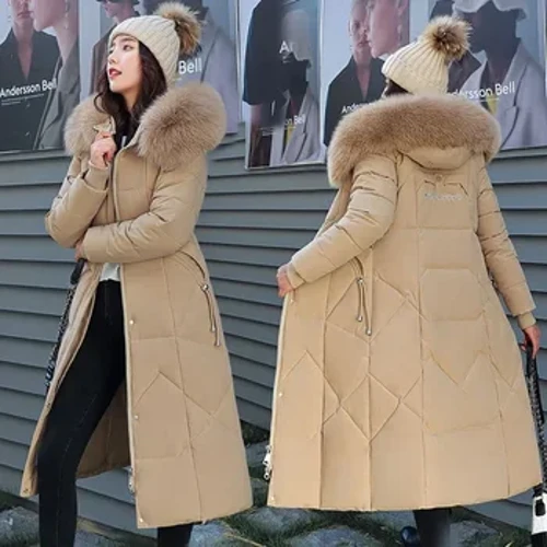 2024 Cóta Caith Sneachta Nua Jacket Geimhridh Páirceanna mBan Collar Fur Cochaill Parka Seaicéid Mná Tiubh Te Cótaí Mac Léinn Éadaí Mná