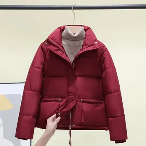 2023 Merched Newydd Parkas Gaeaf Trwchus Coler Sefyllfa Achlysurol Ffasiwn Cotwm Cynnes Siacedi Byr Cynnes Dillad Allanol Cotiau Gwyn Zipper Corea