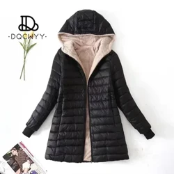 Ijakhethi Labesifazane Ebusika Okusha Okusha Okumaphakathi Ubude BaseKorea I-Hooded Fit Plus Fleece Cotton Coat Amajakhethi Asebusika Emvu Efudumele Ye-Parkas