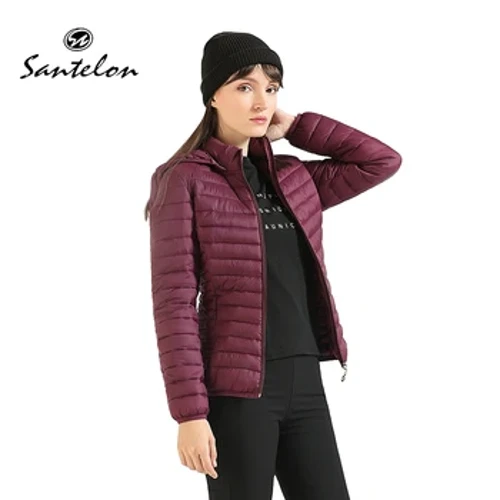 SANTELON Winterparka Ultralicht gewatteerd pufferjack voor dames Jas met capuchon Buiten Warm Lichtgewicht uitloper met opbergtas