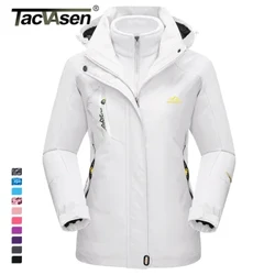TACVASEN 3 in 1 겨울 양털 자켓 여성 방수 스키 스노우 보드 자켓 작업 레인 코트 야외 윈드 브레이커 여성 파카