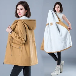 Wanterjacket Koteng Warm Puffer Mantel Damen Casual Parkas Mat Fudder Plüsch Kapuzen Trench Outwear Damen Kleeder