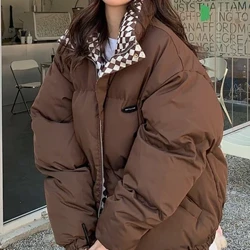 Vinterdunjacka i bomull dam 2023 Ny dragkedja Lös Vadderad kappa Kvinna Solid Förtjockning Varm Puffer Parkas Jackor Svart Khaki