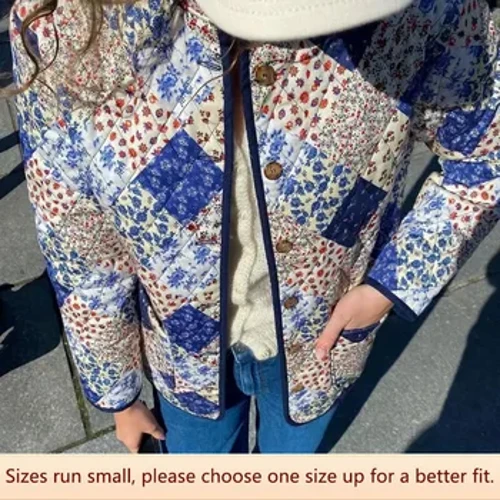 Fashionable Printed Color Blocking Stand Collar Cotton Coat 23autumn/winter New Arrival European American Style Parkas