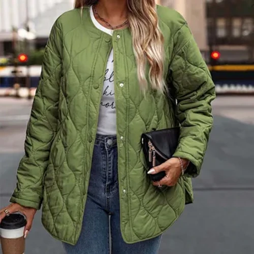 Leichte, baumwollgefütterte Jacke, einfarbig, einreihig, warme Daunenjacken, lässiger, wattierter Mantel für Damen