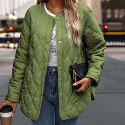 Magaang Cotton Padded Jacket Pambabaeng Solid Color Single Breasted Warm Down Jackets Casual Thread Padded Coat Pambabaeng Parka