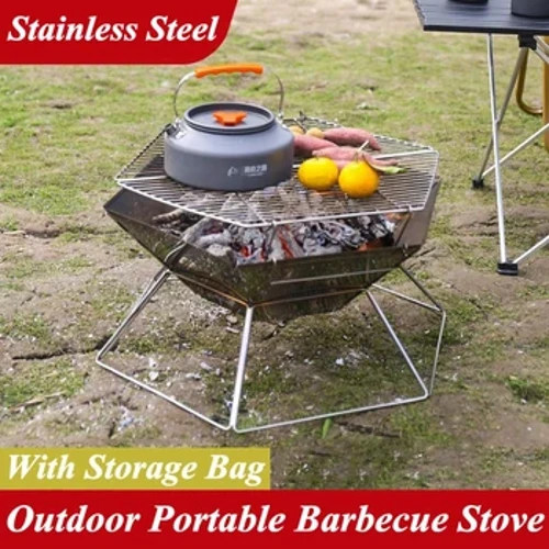 Matkaahi kokkupandav grillkaev kaasaskantav roostevabast terasest kaasaskantav BBQ-grill söega ahjupõleti välisküttekeha 화목난로