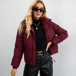 Doudoune décontractée pour femme, parka épaisse et chaude avec fermeture éclair, en coton, noir et blanc, short ample, collection automne-hiver 2023