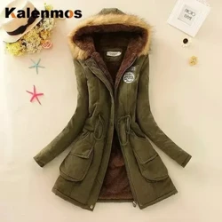 Phụ Nữ Mùa Đông Áo Dù Cotton Áo Sát Nách Cổ Lông Dây Kéo Chắc Chắn Mỏng Phù Hợp Với Áo Khoác Ngoài Cổ Lông Thú Giả Có Mũ Áo Khoác Nỉ Áo Khoác Dày