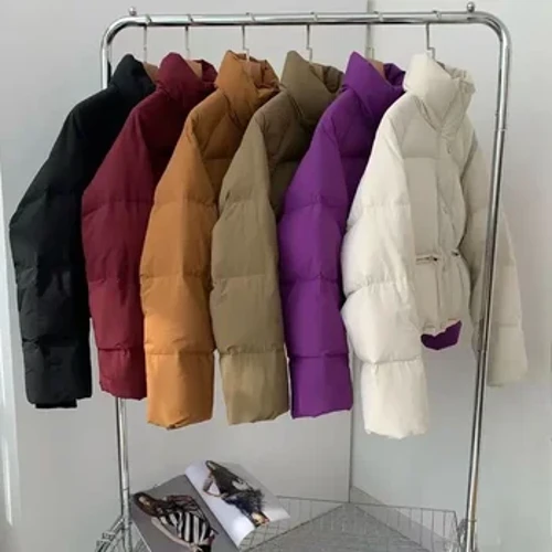 Japanese Style Cotton Parka para sa Babae, Naka-istilong Solid na Kulay na Maikling Jacket, Makapal at Mainit na Panlabas na Kasuotan