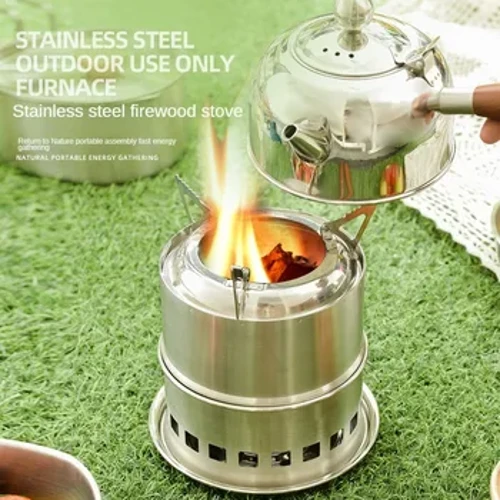 Staen Dur Di -staen Storfa Woodstove Awyr Agored Barbeciw Cartref Gwresogi Coginio Gwersylla Coginio Cludadwy Offeryn Coginio Golosg Multifunctiona