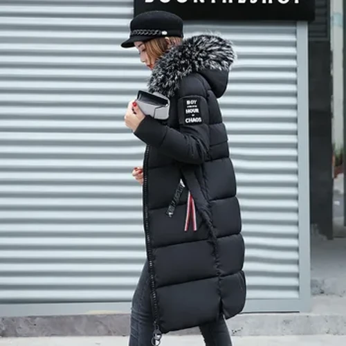 Năm 2024 Nữ Xuống Parkas Áo Khoác Mùa Đông Lớn Cổ Lông Dày Ôm Áo Khoác Thời Trang Có Mũ Cotton Áo Khoác Ngoài Mùa Đông Dài Người Phụ Nữ áo Khoác