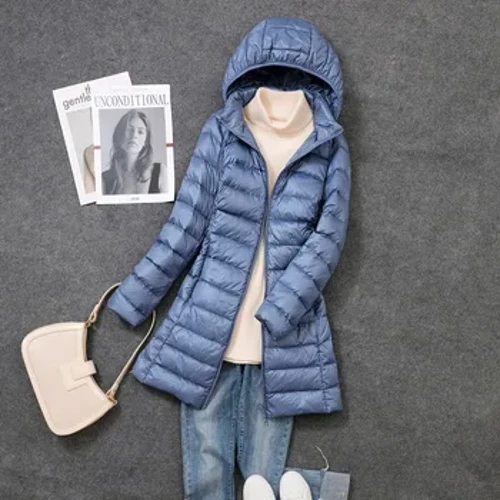 2023 Phụ Nữ Áo Khoác Mùa Xuân Siêu Nhẹ Mỏng Packable Xuống Dài Áo Khoác Mũ Nữ Có Thể Tháo Rời Mỏng Phù Hợp Với Váy Áo Di Động Áo Khoác Ngoài