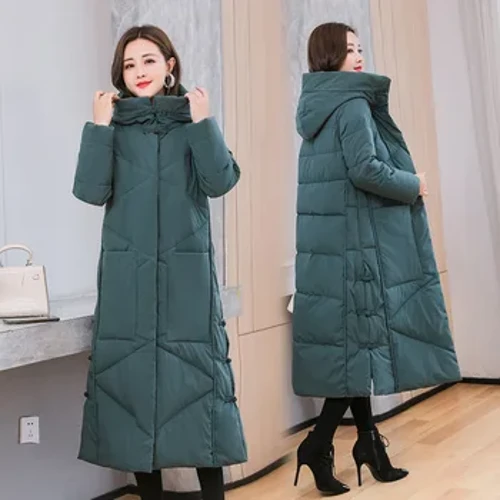 Vintage Thick Down bavlnená bunda Parkas Women 2023 Winter New National Wind Voľná ​​vystužená bunda Dlhá vystužená bunda nad kolená