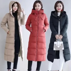 2023 Lang lige vinterfrakke Kvinder Casual Dunjakker Slank Fjern Hætte Parka Oversize Mode Outwear Plus Størrelse 5XL WT 1 Kg