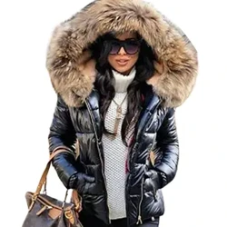 Loose Jacket Damen Hierscht Wanter Faux Pelz Hood Zipper Warm Down Mantel Outdoor Parka Oberbekleedung Kuerzjacket