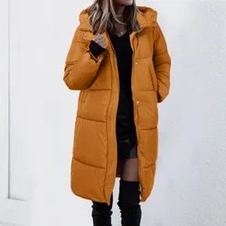 Chaquetas acolchadas de algodón con capucha gruesas y cálidas para invierno, abrigos acolchados que combinan con todo, ropa larga informal, prendas de vestir exteriores holgadas de gran tamaño