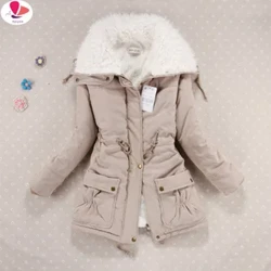 Femmes veste d'hiver épaissir à capuche longue doudoune femmes manteau coupe ajustée col de cheveux vêtements rembourrés de coton manteau femmes bas manteaux