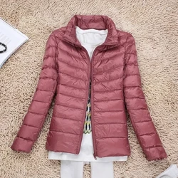 Merched Côt Gaeaf Hydref Ultralight Hwyaden Down Siaced ar gyfer Menywod Siaced pwffer fain Dillad Allanol Cludadwy Windproof Down Coat