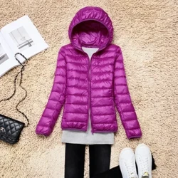 Jaket Bawah Wanita 2023 Musim Gugur Musim Dingin Wanita Ultralight Putih Bebek Turun Mantel Pakaian Wanita S-8XL Portabel Mantel Berkerudung