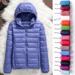 Plus size 2023 outono e inverno novas mulheres leve puffer jaqueta feminina com capuz fino-ajuste pato branco para baixo casacos curtos quentes