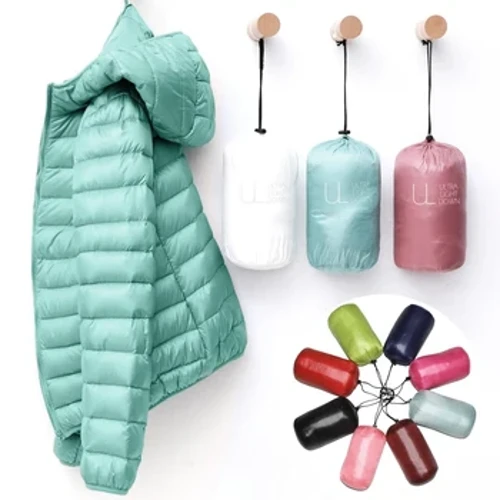 2023 Faisean Nua Seaicéad Fuar Mná Mná Solas Geimhridh Bán Lacha Dúin Jacket caol Puffer Cóta Dúin Inaistrithe Windproof