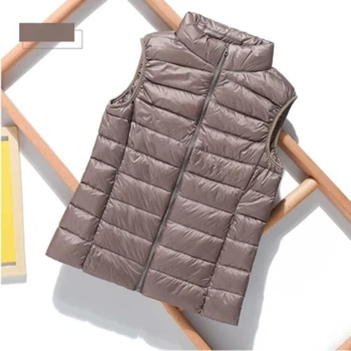 2021 Baru Ringan Warna Solid Wanita Rompi Bawah Rompi Rompi Kerah Berdiri Rompi Ringan 90% Bebek Putih Jaket Mantel
