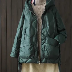 Lagabogy 2023 nouveau hiver femmes 90% blanc canard doudoune décontracté ample mode vêtements d'extérieur à capuche manteau court léger chaud Parka