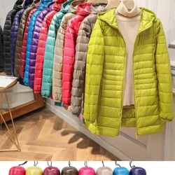 Pākuʻi Pumehana Wahine me ka ʻeke hoʻopaʻa lawe ʻana i nā ʻeke Wahine Light Down Jacket Wahine ʻaʻahu ʻaʻahu Hip-Length Alanui Kiʻekiʻe