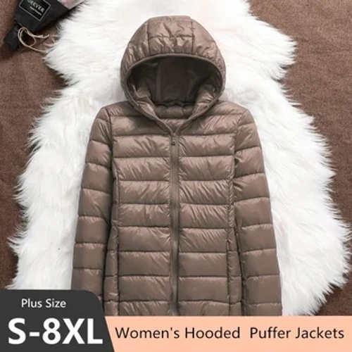 Plus Ukuran 5xl 6xl 7xl Musim Gugur Musim Dingin Wanita Pendek Berkerudung Puffer Jaket 2023 Baru Wanita Musim Gugur Kantor Wanita Slim Fit Mantel Hangat