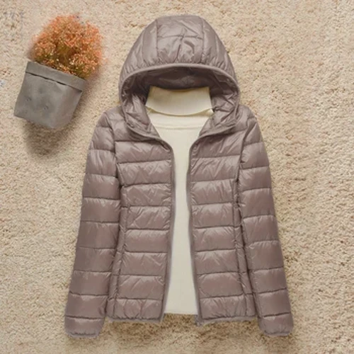 Chaqueta de fino algodón Down para mujer, chaquetas ultraligeras de plumón de pato blanco, abrigos cálidos para otoño e invierno, prendas de vestir portátiles, novedad de 2023