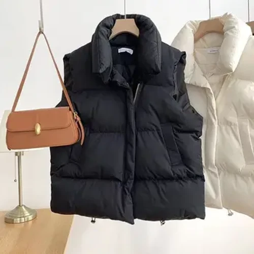 Kış Ceket Kadınlar için Yelekler Standı Yaka Kolsuz Ceket Kalınlaşmak Sıcak Aşağı Pamuk Yelek Kore Moda Gevşek Ceket Yeni