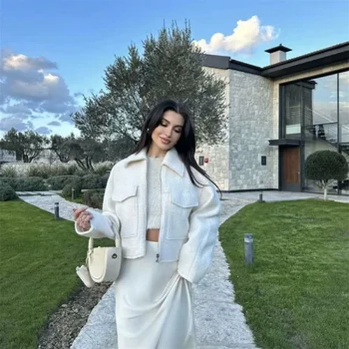 Taop&Za 2024 Bahar Yeni Ürün Kadın Moda ve Günlük Çok Yönlü Polo Yaka Uzun Kollu Fermuar Kısa Ceket Kaban