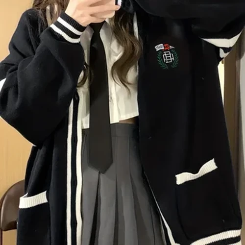 JK Preppy Cardigan Gensere for Vinter Uniform strikket Cardigan for kvinner for kvinner