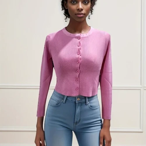 Pearl Diary Dam Finstickad Cardigan Top Crew Neck Button Front Långärmad Femme Casual Spring Light Knit Cropped Cardigan Ny