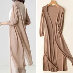 Nei Fréijoer Summer Sonneschutz Kleeder Damen Long Cardigan Weiblech Strick Pullover Damen Mantel Jacket Damen Shawl Oberbekleedung