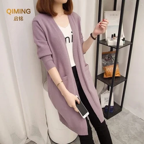 ʻAʻahu ʻaʻahu ʻaʻahu wahine Cardigan Wahine Spring Autumn Winter Korean Loose Knitted Top Lady Long Cardigans Ladies Sweaters Fashion Tops