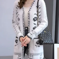 Musim Gugur Musim Dingin Sweater Jaket Wanita Fashion Baru Jacquard Tombol Rajut Cardigan Wanita Kasual Wanita Sweater Jaket ZY7227