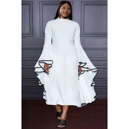 Rochie Formala Marime Plus Rochie Maxi Tricotata cu Maneca Lunga cu Tivul Asimetric