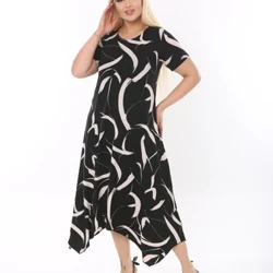 ʻO nā ʻaʻahu wahine ʻoi aku ka nui o nā lole asymmetrical lole keʻokeʻo keʻokeʻo keʻokeʻo ka lōʻihi o Lycra Knitted Viscose i hana ʻia ma Turkey.