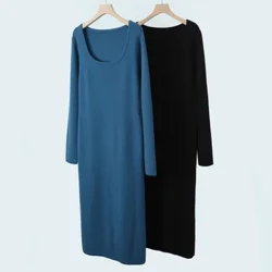 Rochii tricotate 3XL de bună calitate, femei, mărime Plus, 2022, toamnă iarnă, subțire, pulovere interioare, franceză, cu guler în U, pulover cu desfășurare în spate