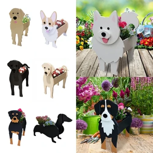 Isitsha Sezimbali Engadini Imbiza Yenja Yenja I-Poodle Corgi Yorkshire Izilwane Izimbiza Zepulasitiki Zesitsha Sezimbali Isitsha Sesitsha Isitsha Sengadi ye-DIY Umhlobiso Wasekhaya Wengadi