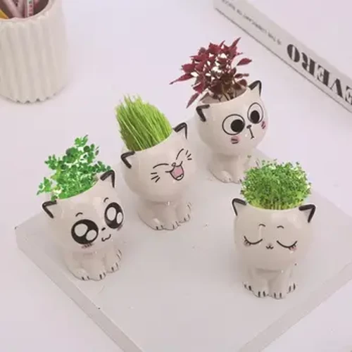 1pcs Chungu cha Maua ya Kauri Paka Mzuri wa Mimea Succulent Vyungu vya Vase vya Mimea ya Ndani Vyungu vya Katuni vya Wanyama Mapambo ya Nyumbani