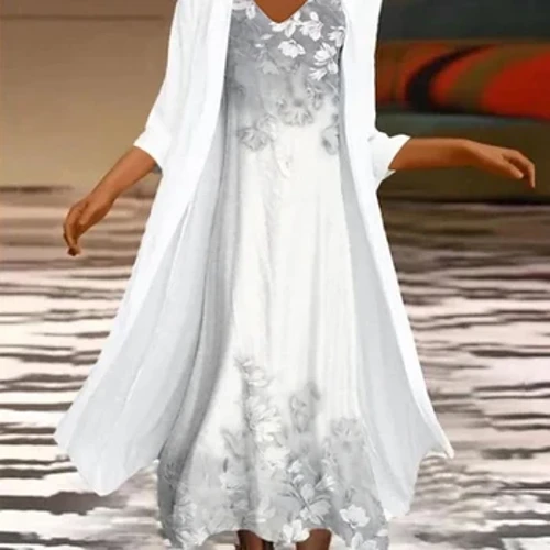 Robe imprimée élégante, col en V, décontractée, douce, à manches longues, vêtements amples, grande taille 5XL, automne 2023
