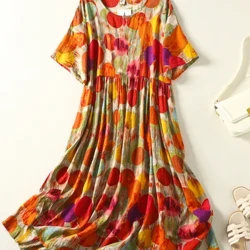 Méid Plus Polka Dot Gúna Samhraidh Mná 2023 Gúnaí Cotton na mBan Trá Boho Scaoilte Ócáideach Ró-mhór Gúna Mná Fada Vestidos